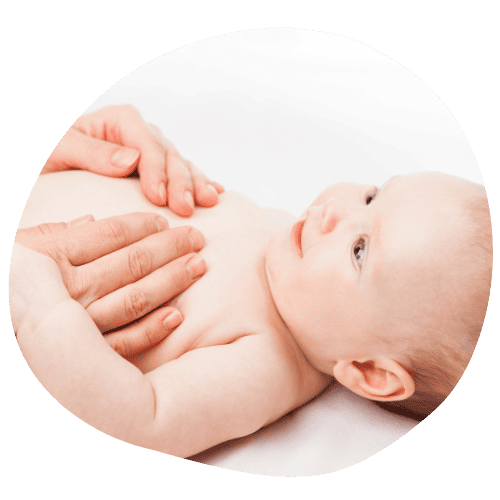 hands on a baby's chest